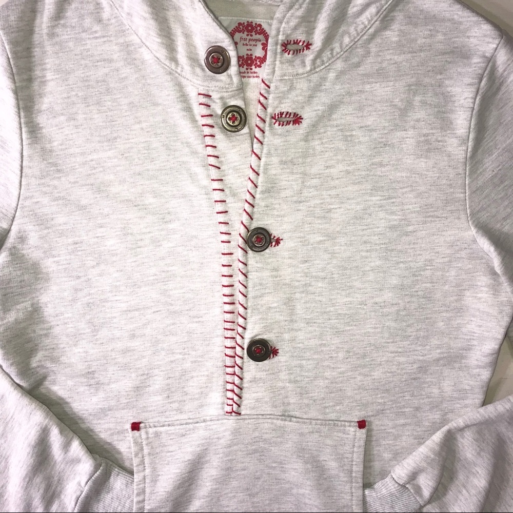 SOLD-Free People Cross Stitched Hoodie Pullover - Picture 3 of 8